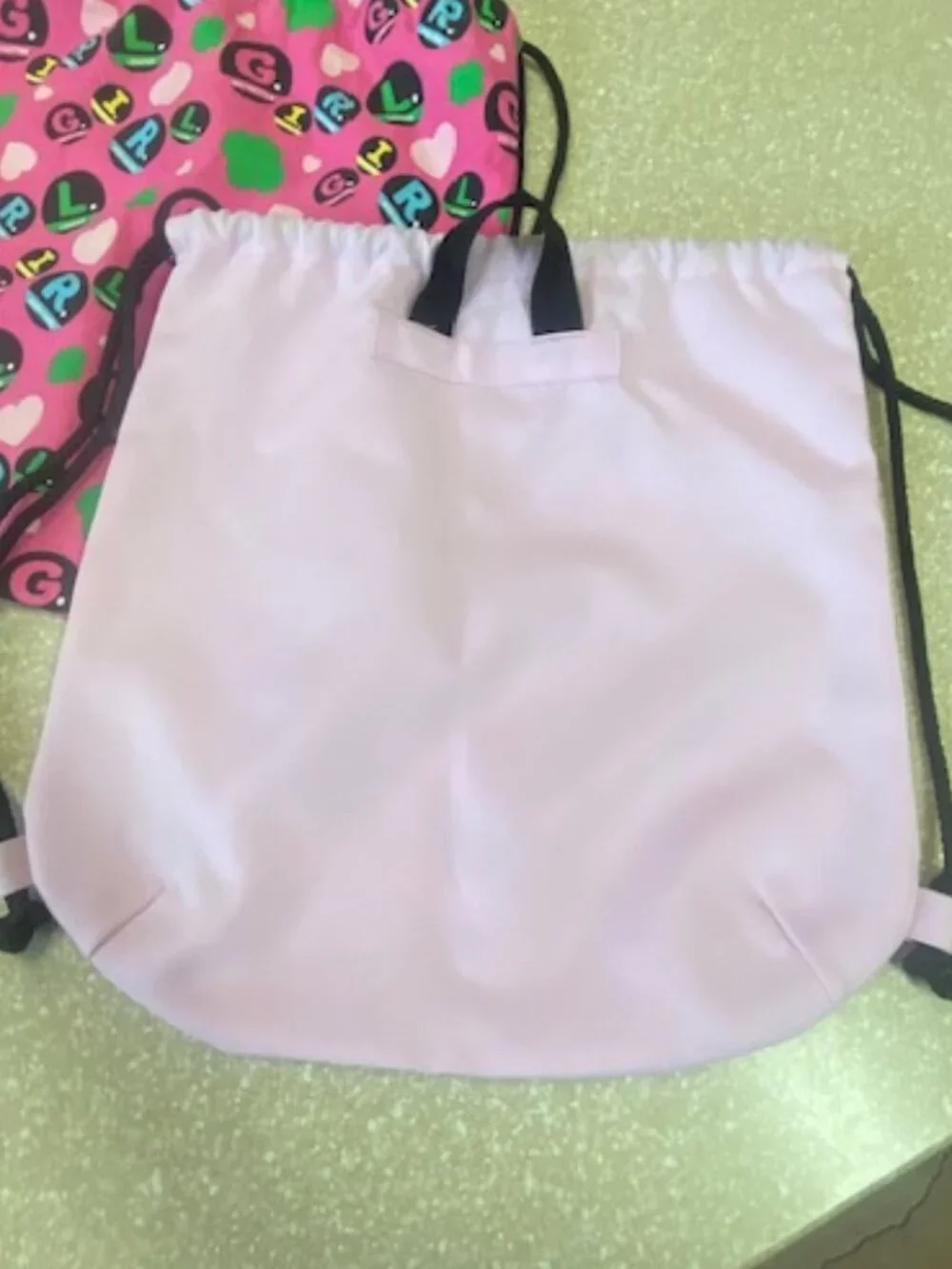(2)   Girl Scouts Pink G.I.R.L. and 'Born to Shine' Drawstring Backpacks Cinch
